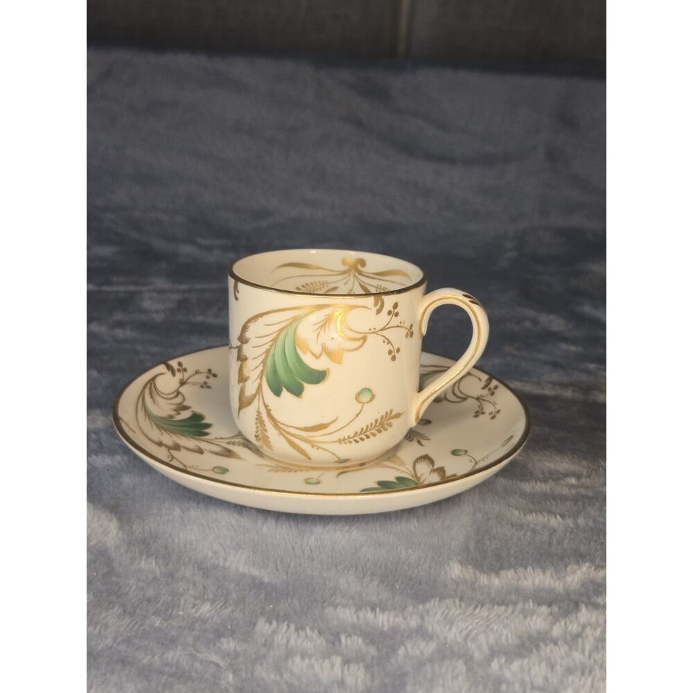 Copelands Grosvenor China Demitasse Cup and Saucer "Emerald" Vintage 1956